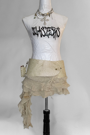 BELTED SKIRT — IVORY CROC / OPHELIA
