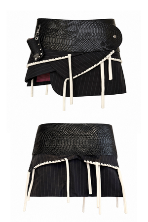 BELTED SKIRT — BLACK VIPER / OFFICE SIREN