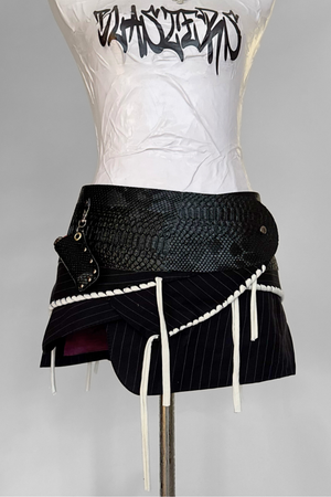 BELTED SKIRT — BLACK VIPER / OFFICE SIREN