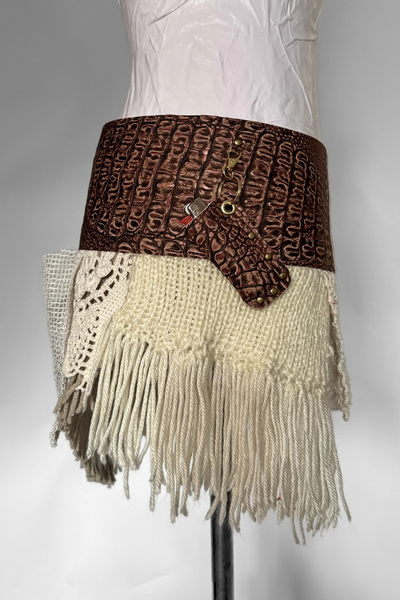 Load image into Gallery viewer, BELTED SKIRT — BRONZE CROC / AUTUMN HAZE
