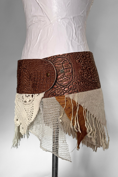 Load image into Gallery viewer, BELTED SKIRT — BRONZE CROC / AUTUMN HAZE
