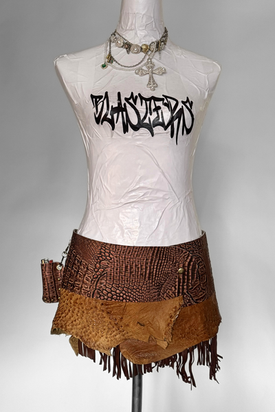 Load image into Gallery viewer, BELTED SKIRT — BRONZE CROC / EXOTIC
