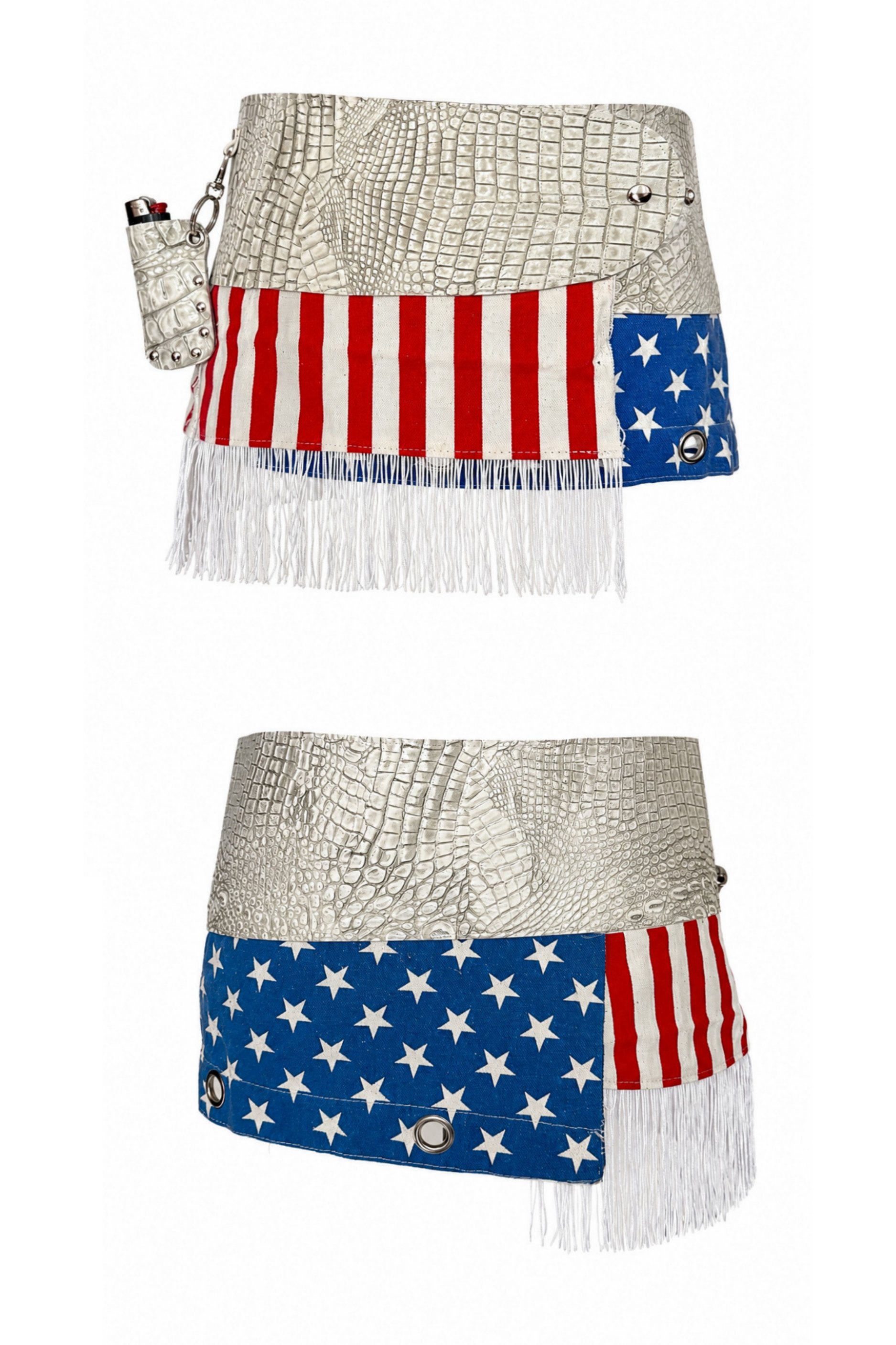 BELTED MINI — WHITE CROC / LIBERTY