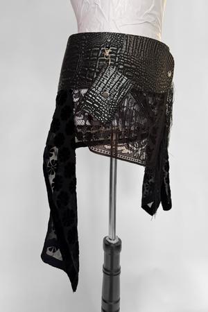 BELTED MINI — BLACK CROC / BLACK LACE