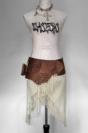 BELTED SKIRT — BRONZE CROC / CINNAMON GIRL