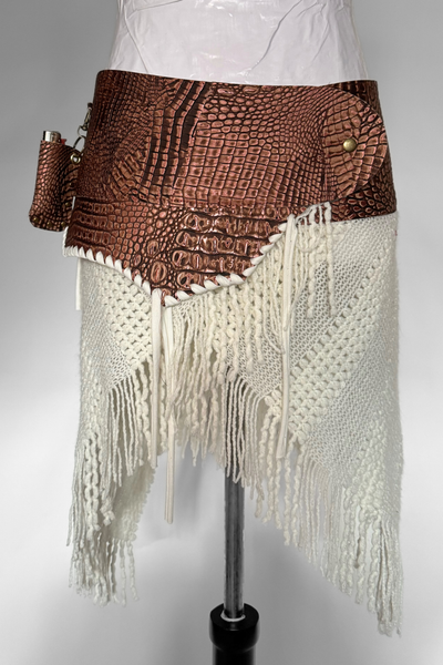 Load image into Gallery viewer, BELTED SKIRT — BRONZE CROC / CINNAMON GIRL
