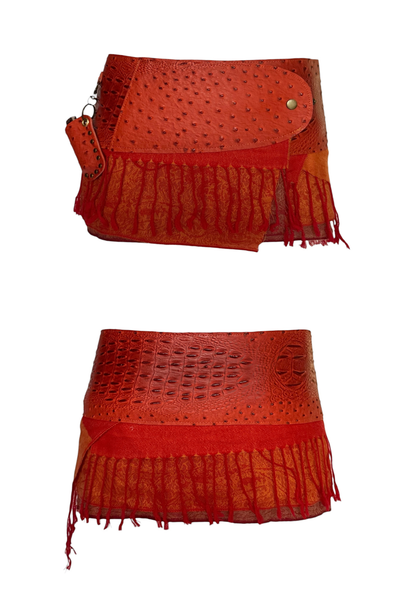 Load image into Gallery viewer, BELTED MINI — ORANGE CROC / ORANGE FRINGE
