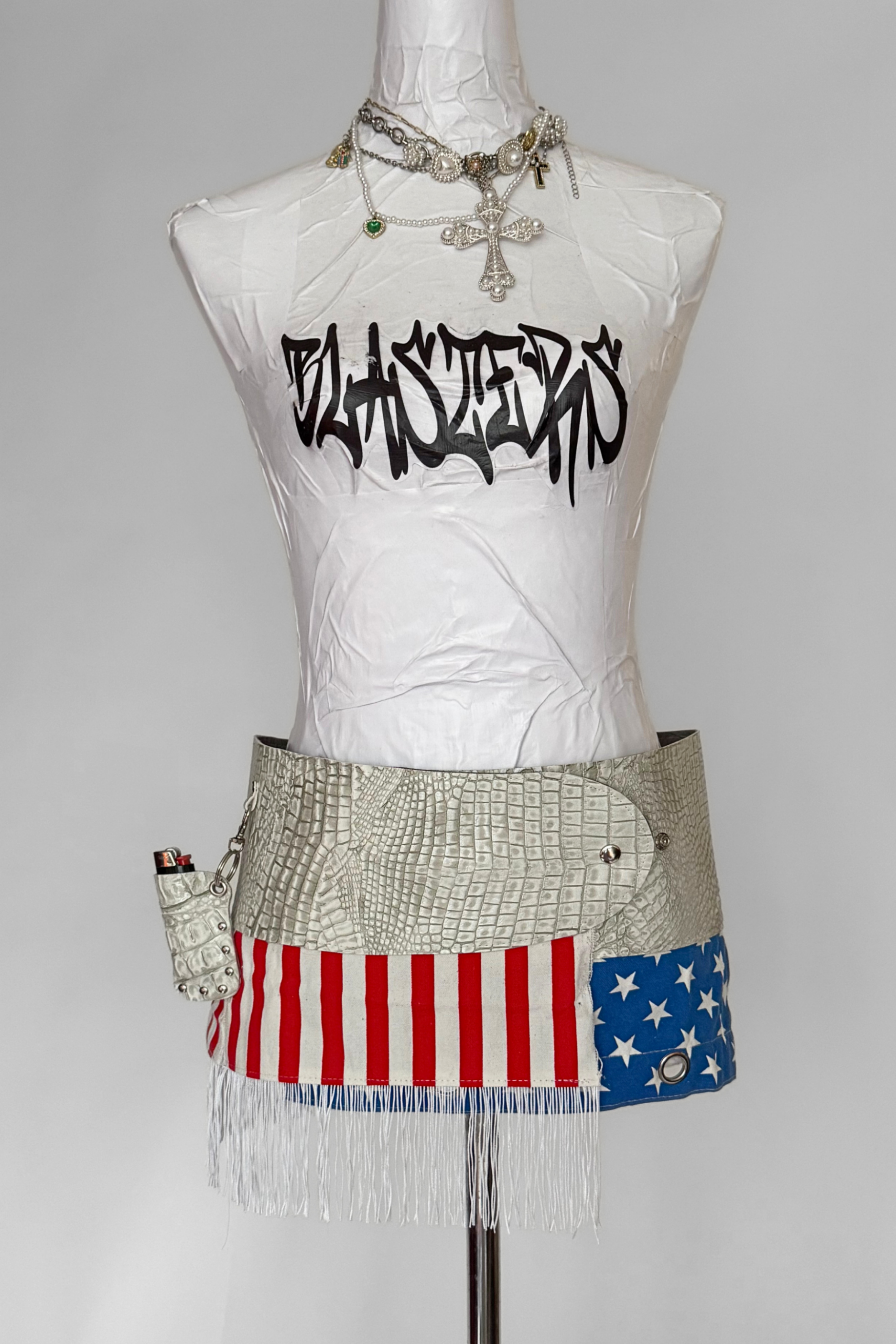 BELTED MINI — WHITE CROC / LIBERTY