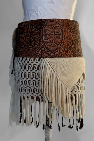 BELTED SKIRT — BRONZE CROC / SAHARA