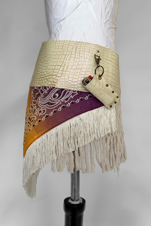 BELTED SKIRT — IVORY CROC / HIGH NOON