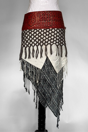 BELTED SKIRT — RED CROC / NOVEMBER RAIN