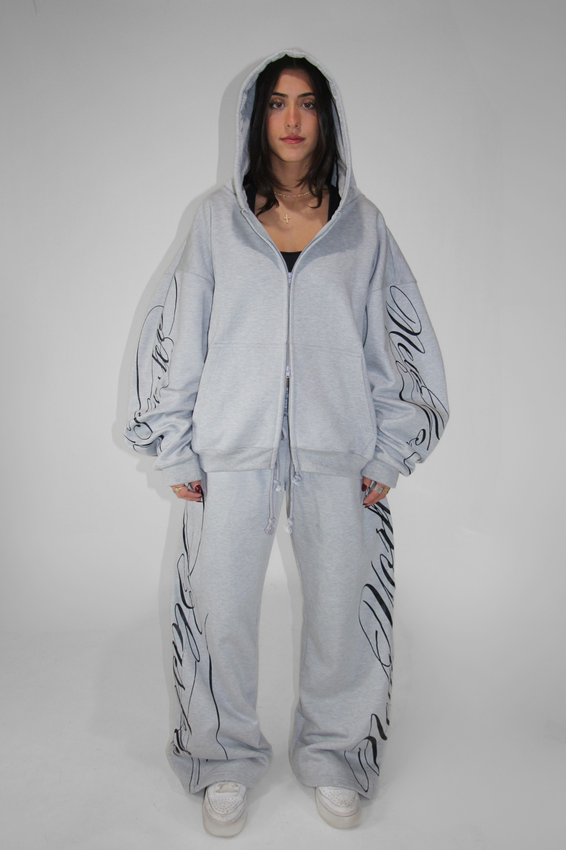 Double Zip Hoodie in Gray