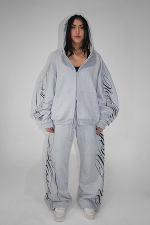 Double Zip Hoodie in Gray