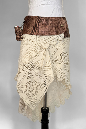 BELTED SKIRT — BRONZE CROC / ANTIQUE CROCHET