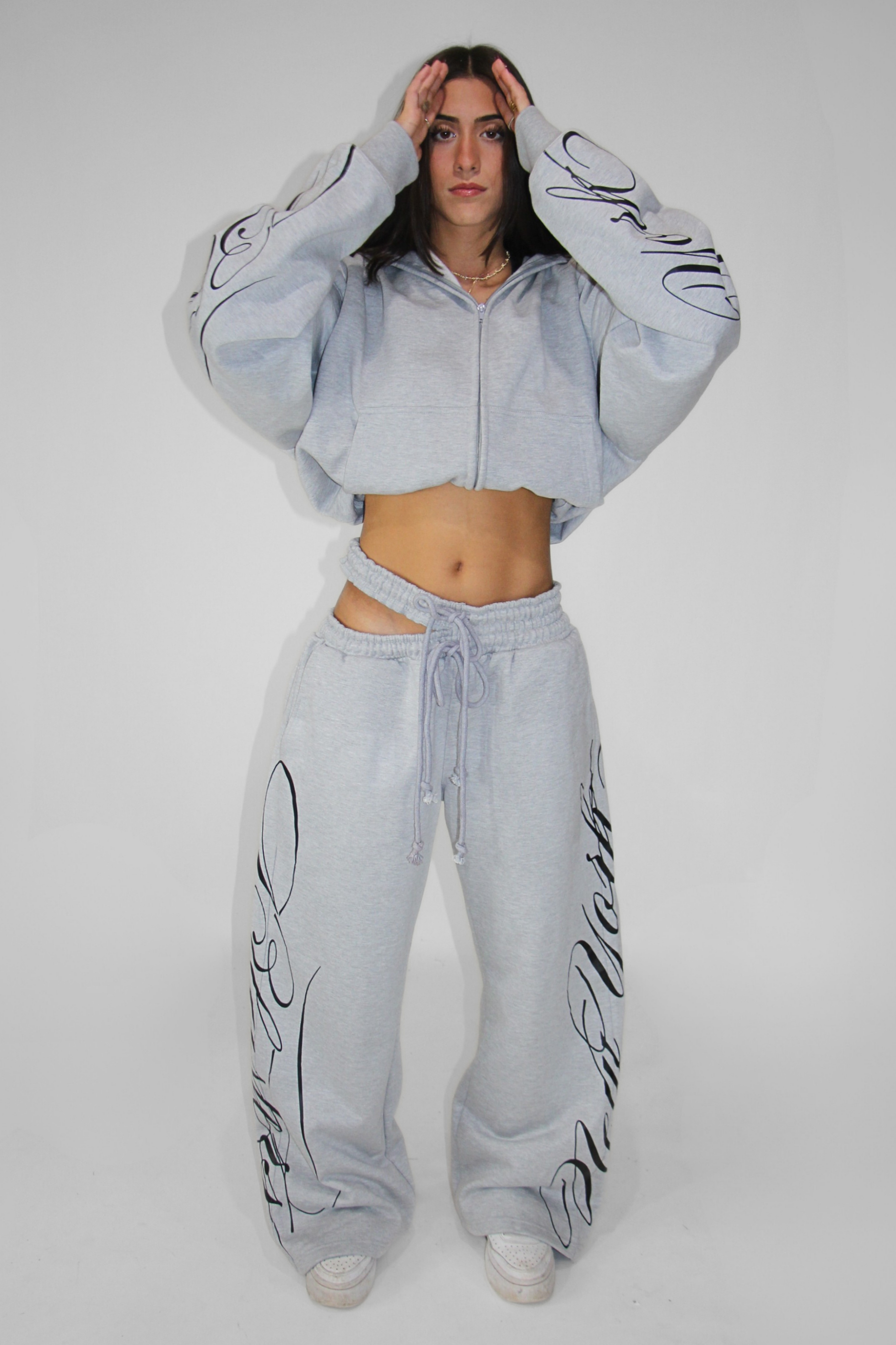 Split Waist Sweats in Gray