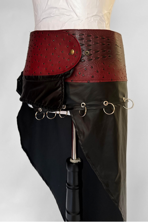 BELTED MINI — RED CROC / PIERCED LEATHER
