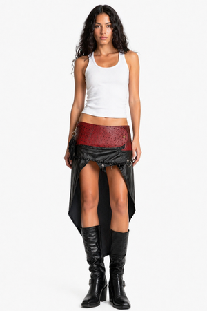 BELTED MINI — RED CROC / PIERCED LEATHER