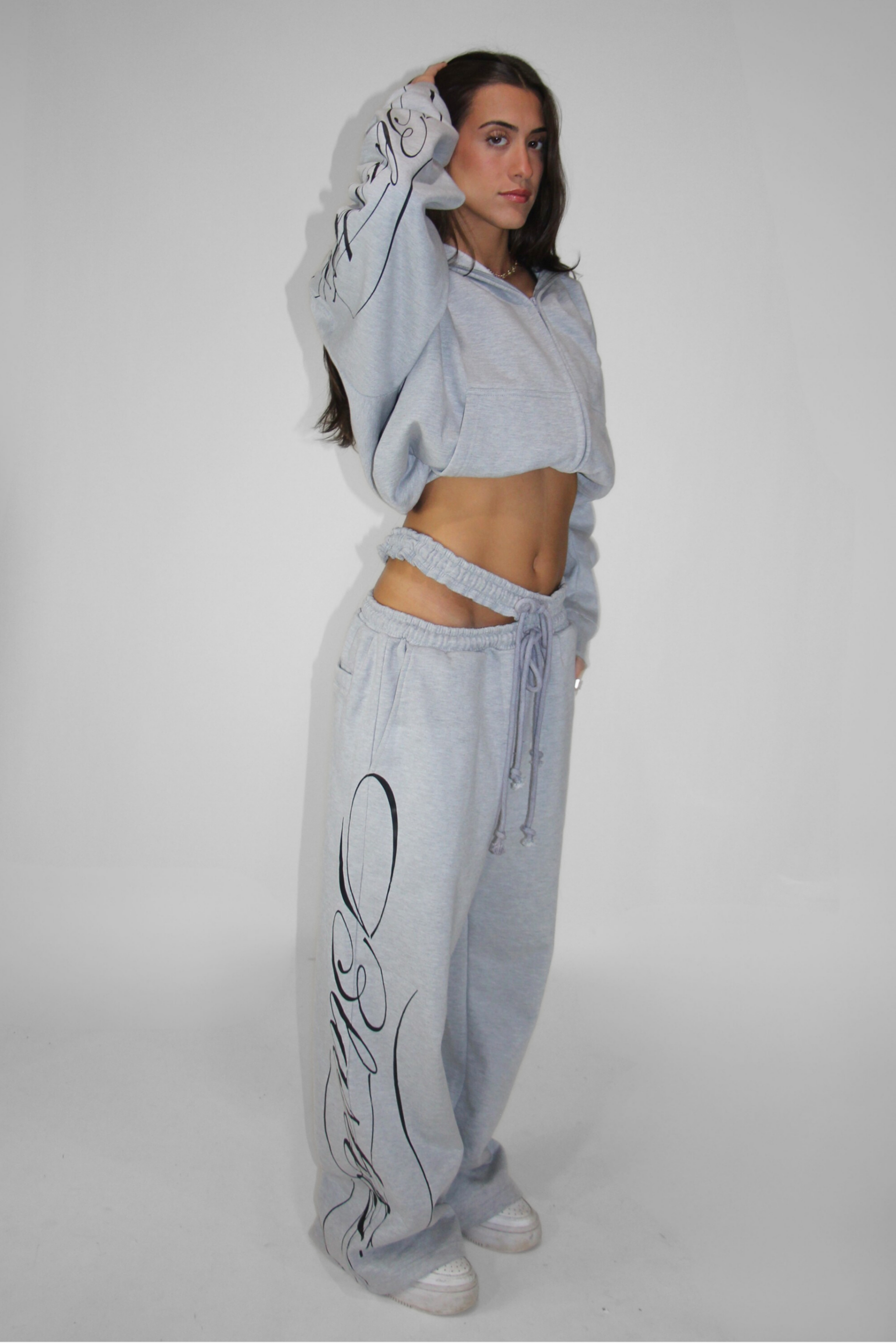 Split Waist Sweats in Gray
