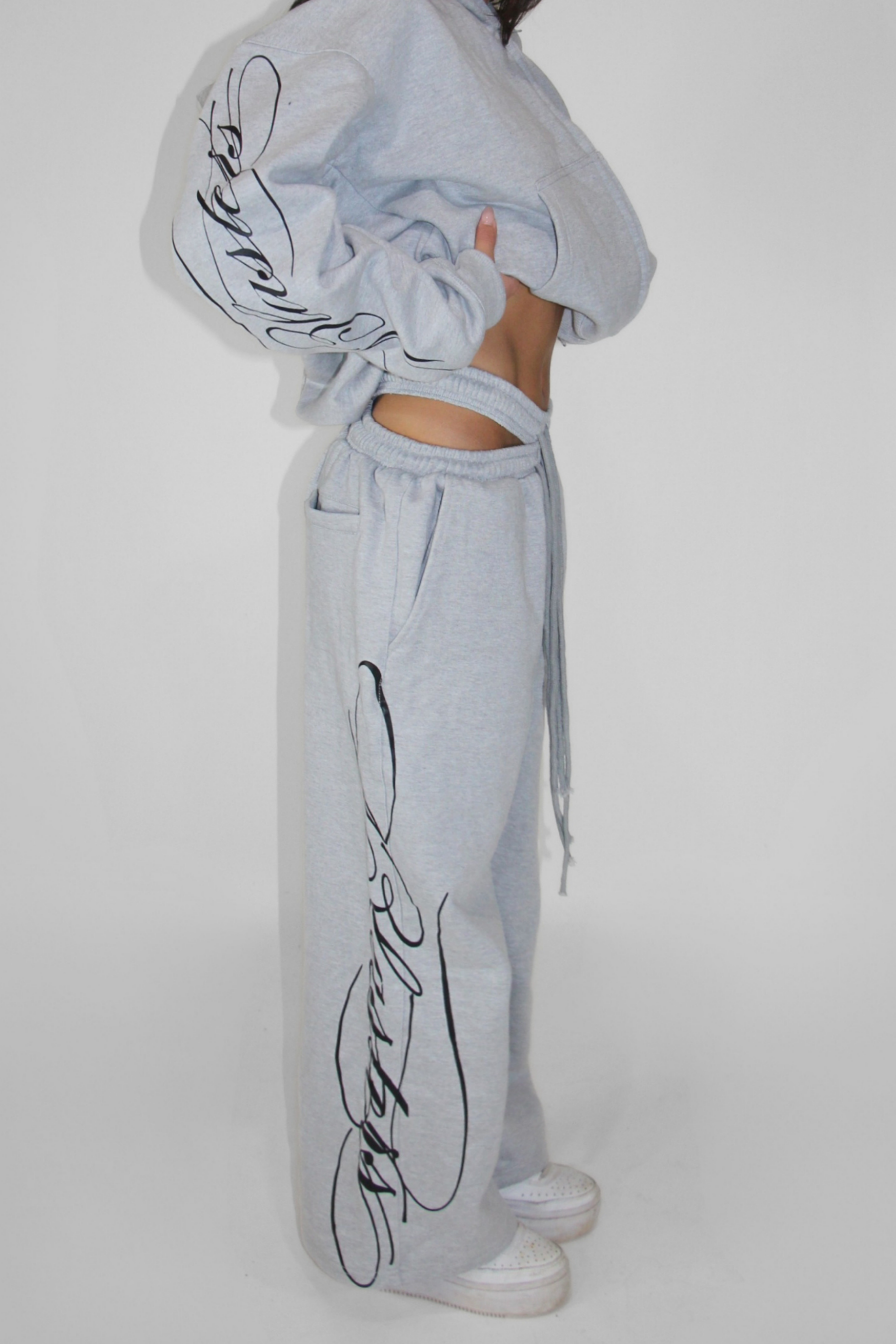 Split Waist Sweats in Gray