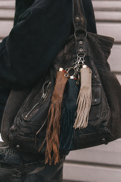Load image into Gallery viewer, Mystery Fringe Leather Lighter Keychain
