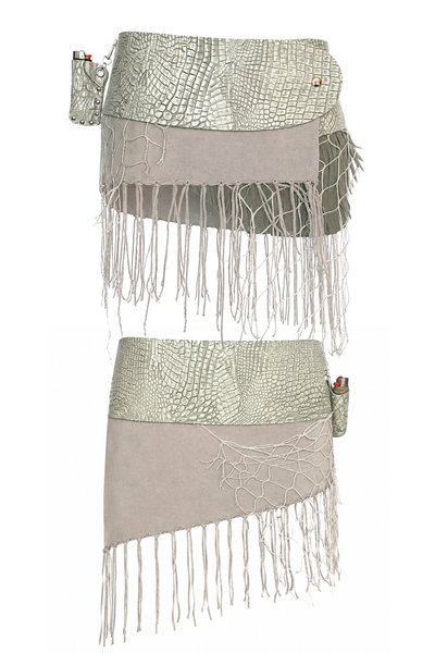 Load image into Gallery viewer, BELTED SKIRT — PEARL CROC / SMOKE
