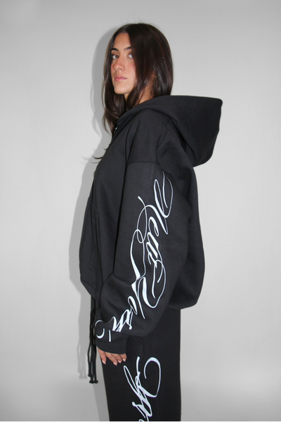 Load image into Gallery viewer, Double Zip Hoodie in Black
