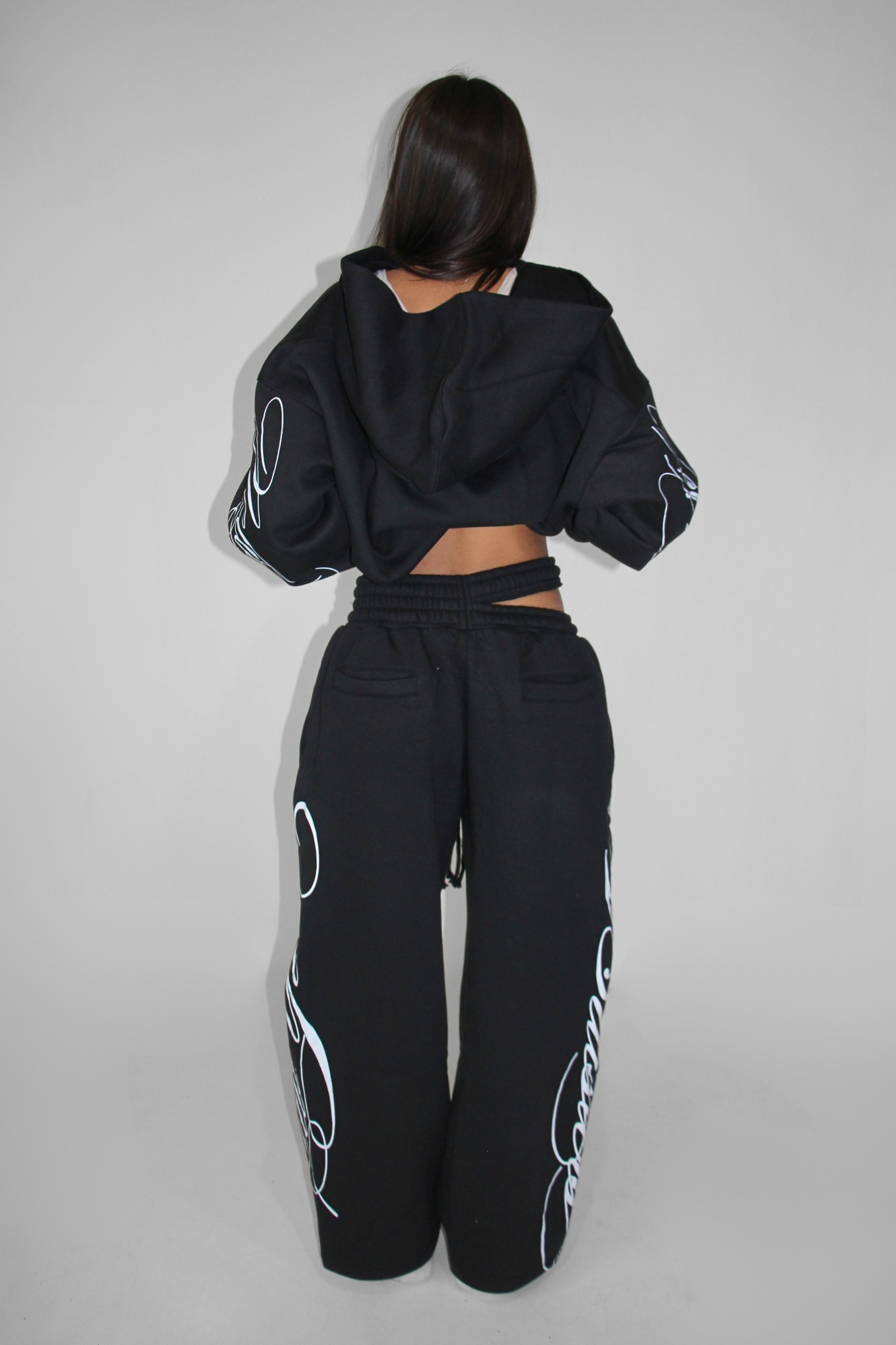 Split Waist Sweats in Black