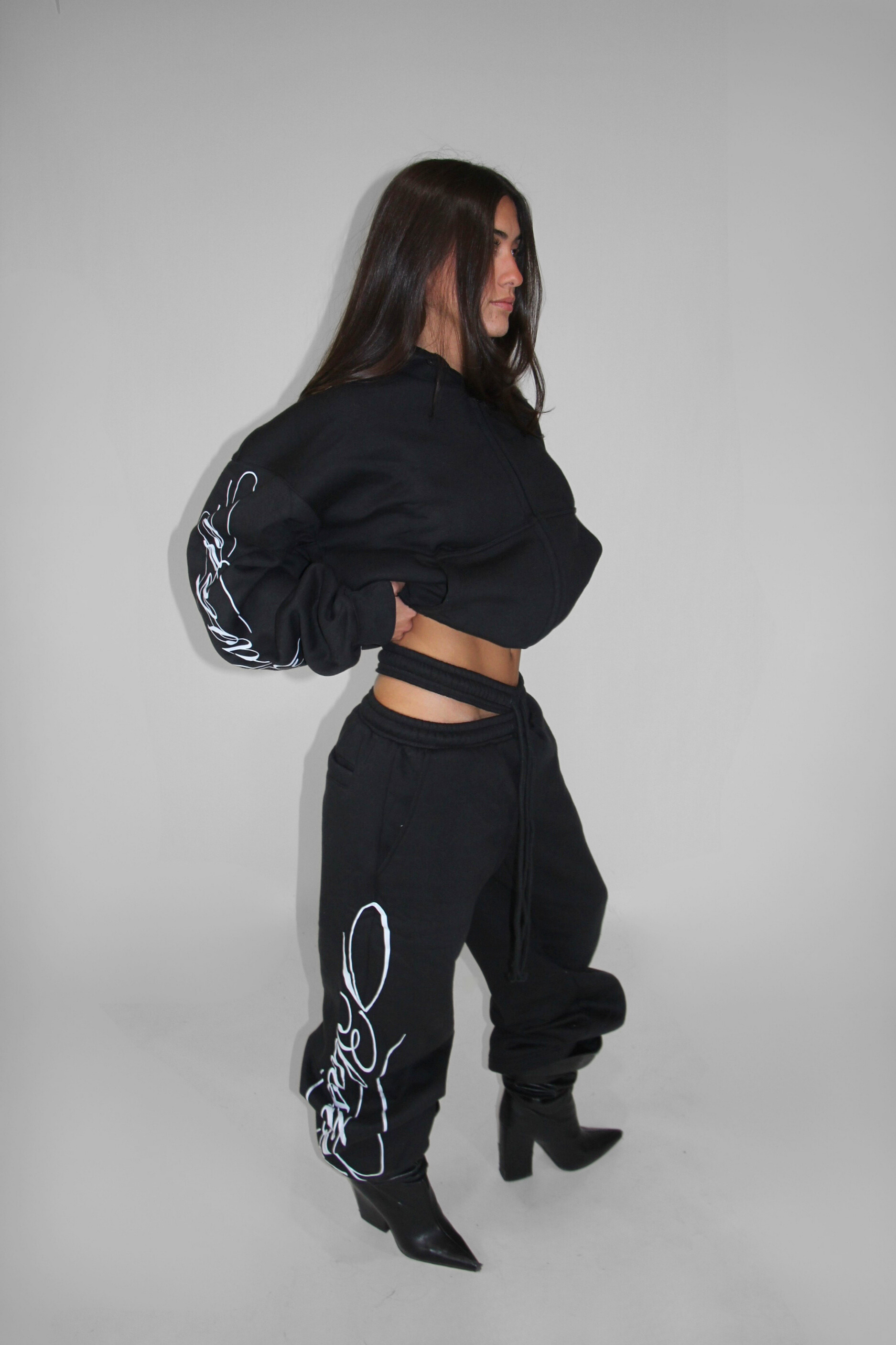 Split Waist Sweats in Black