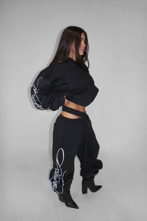 Split Waist Sweats in Black