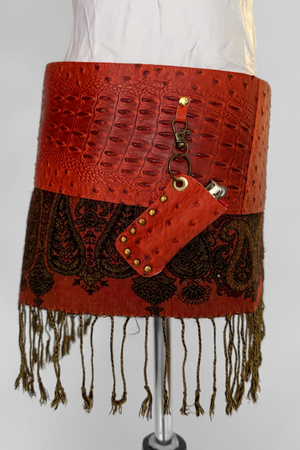 BELTED MINI — ORANGE CROC / PAISLEY FRINGE