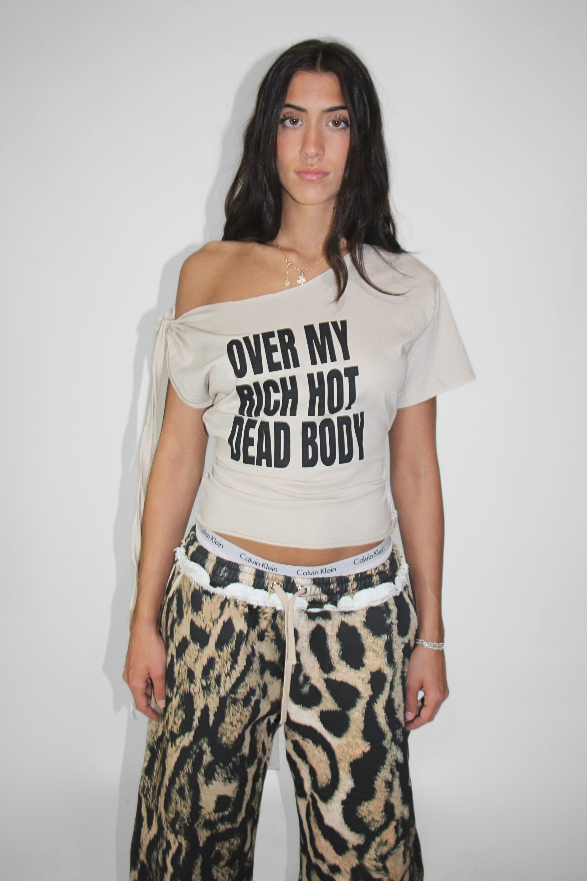 Over My Rich Hot Dead Body Slouch Top in Sand