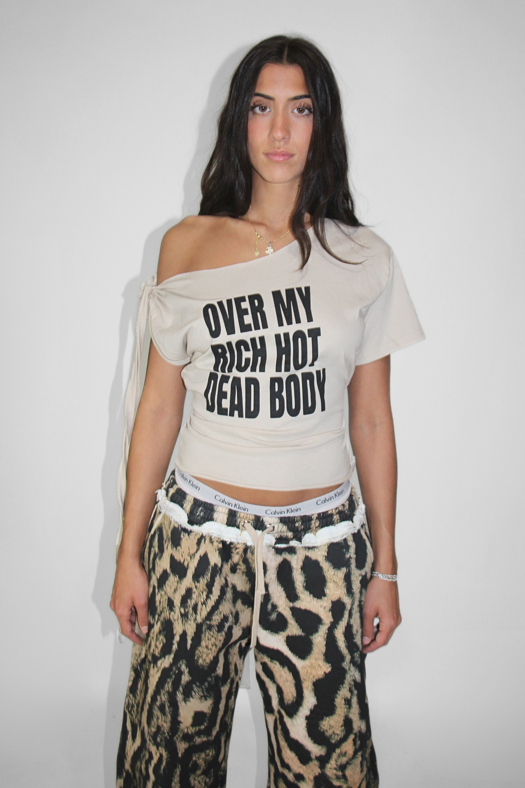 Over My Rich Hot Dead Body Slouch Top in Sand