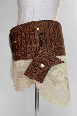 BELTED MINI — BRONZE CROC / LACE