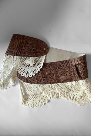 BELTED MINI — BRONZE CROC / LACE