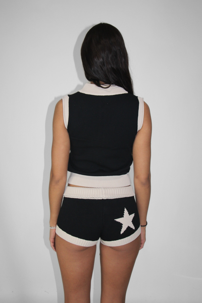 Load image into Gallery viewer, Knit Double Zip Vest in Black/Cream
