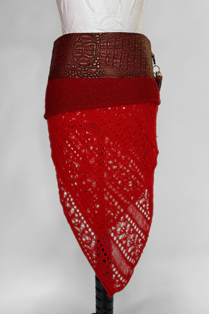 BELTED MINI — RED CROC / RED KNIT