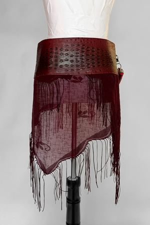 BELTED MINI — RED CROC / RED LACE FRINGE