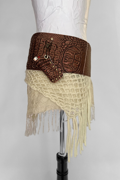 Load image into Gallery viewer, BELTED MINI — BRONZE CROC / LAYERED LACE
