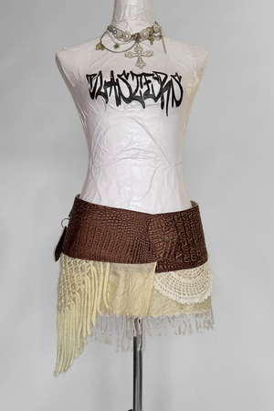 BELTED MINI — BRONZE CROC / LAYERED LACE