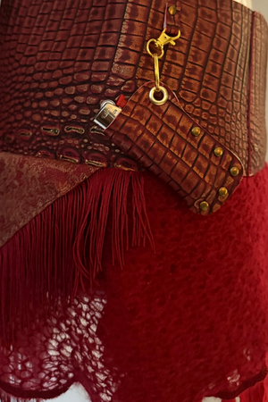 BELTED SKIRT — RED CROC / VICE