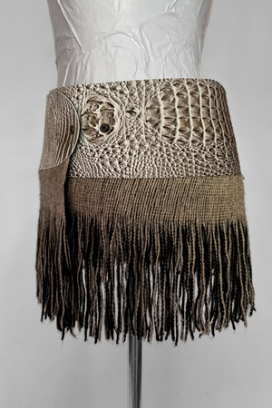 BELTED MINI — TAUPE CROC / KNIT FRINGE