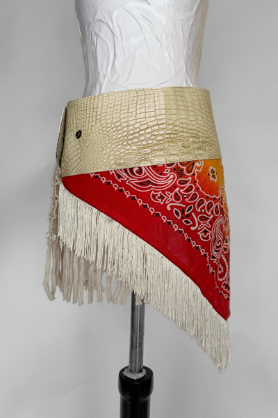 Load image into Gallery viewer, BELTED SKIRT — IVORY CROC / HIGH NOON
