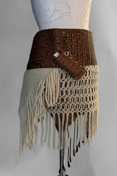 Load image into Gallery viewer, BELTED SKIRT — BRONZE CROC / SAHARA
