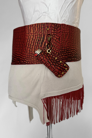 BELTED MINI — RED CROC / BOARDWALK