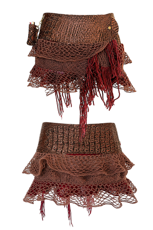 BELTED SKIRT — BRONZE CROC / MERLOT