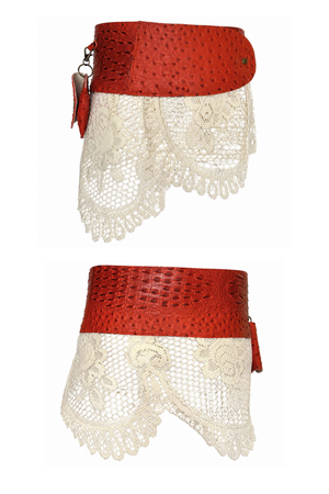 BELTED MINI — ORANGE CROC / LACE