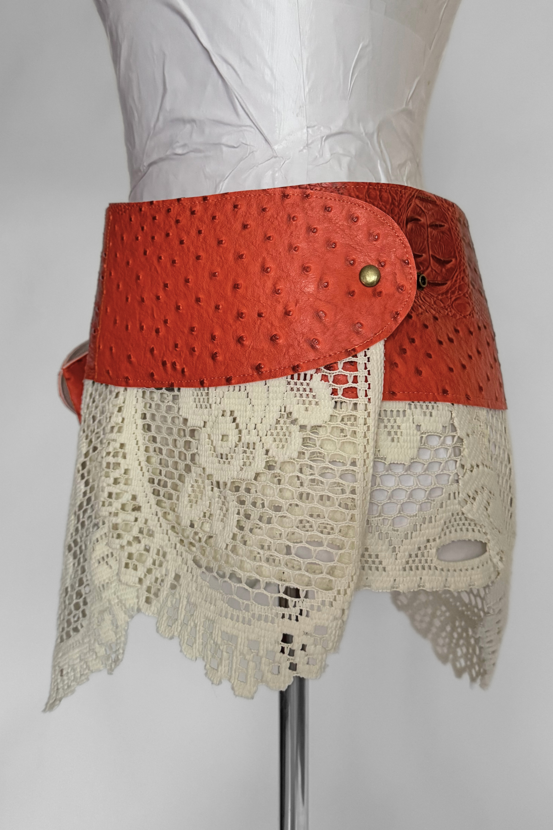BELTED MINI — ORANGE CROC / LACE