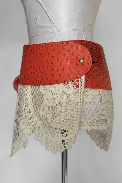 Load image into Gallery viewer, BELTED MINI — ORANGE CROC / LACE
