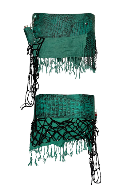 Load image into Gallery viewer, BELTED MINI — TEAL CROC / ABYSS
