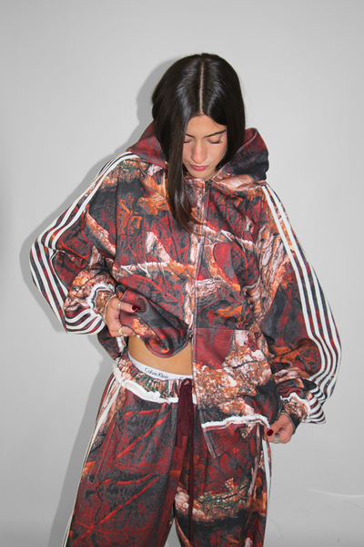 Load image into Gallery viewer, Fire Camo Double Zip Hoodie

